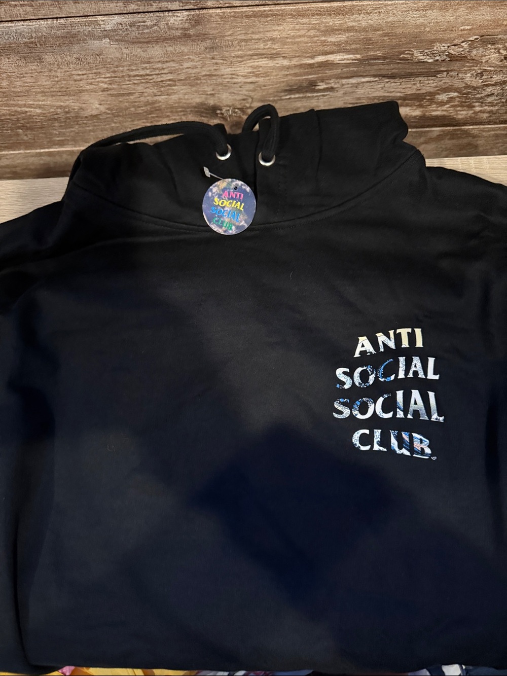 Anti Social Social Club Black Hoodie with Iridescent Logo